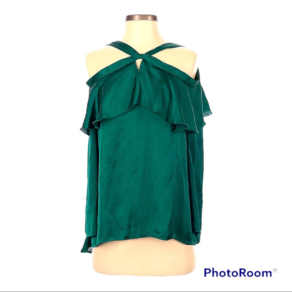 Libby Edelman Women Sleeveless Blouse Green Size XS